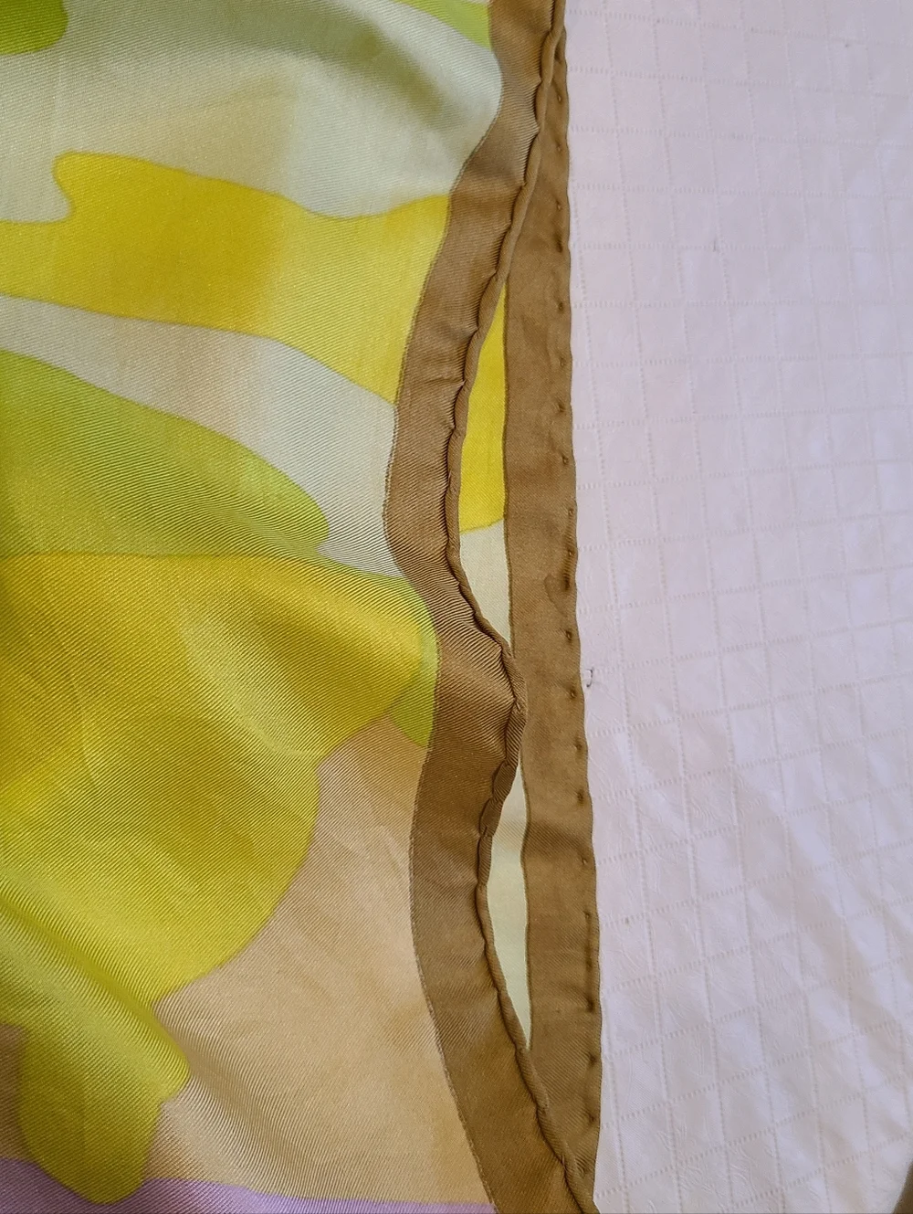 Christian Dior Vintage Floral Silk Scarf Brown Green Yellow Lavender Luxe